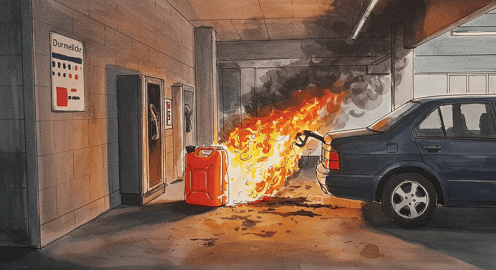 Brand durch Benzinkanister Schaden beim Tanken Stichflamme Benzinkanister