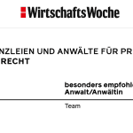 WirtschaftsWoche zeichnet Advocatae Kanzlei aus!