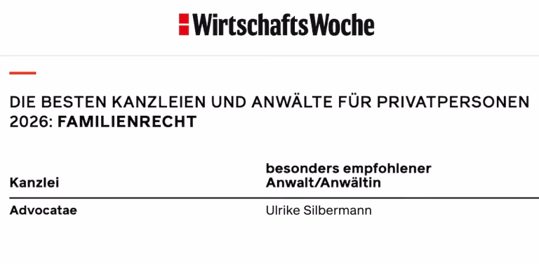 WirtschaftsWoche Advocatae beste Kanzlei fuer Familienrecht in Deutschland 2026